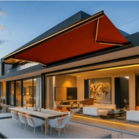Système d'auvent rétractable motorisé à commande électrique pour balcon de villa, pare-soleil autoportant, résistant à la pluie