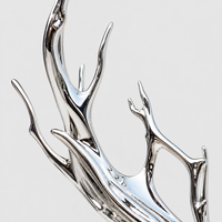Sculpture abstraite moderne en acier inoxydable Yaxuan, poli miroir, flamme, sculpture métallique personnalisée, grande sculpture extérieure pour entrée de bâtiment