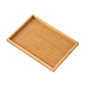 Natural <b>Striped</b> Bamboo Tray With Handles For Home Tea Bread Pastry Serving - Product Image 5