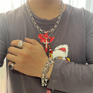 Men's Stainless Steel <b>Cross</b> Pendant Necklace Geometric Design Punk Retro Style 120205 - Product Image 4