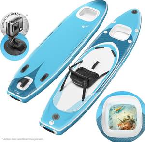 Planche de <span class=keywords><strong>paddle</strong></span> <span class=keywords><strong>gonflable</strong></span> double couche 10'6'' pour observation sous-marine, SUP, planche de surf, caméra d'<span class=keywords><strong>action</strong></span>, siège de kayak, sac à roulettes, EVA/PVC - Product Image 4