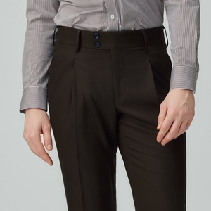 Pantalon sur mesure avec une seule pliure et une large ceinture, 2 boutons, pantalon en laine de haute qualité pour <span class=keywords><strong>homme</strong></span>, <span class=keywords><strong>style</strong></span> napolitain - Product Image 1