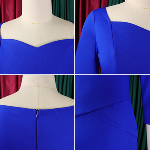 D591 Abiti da Ufficio di Alta Qualità per <span class=keywords><strong>Donne</strong></span>, Eleganti Vestiti Casual con Colletto Quadrato, Mezza Manica, Spacco e Vestibilità Slim in Stile Africano - Product Image 4