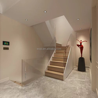Escalier intérieur double moderne Wojo WJ4210 pour duplex/villa/loft, garde-corps en bois et métal durable, écologique, garantie 5 ans