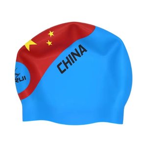 Factory Adjustable <b>Silicone</b> Swim Cap Support Custom Logo Country Flag Pattern Printed Racing Seamless Swimming Cap - Product Image 1