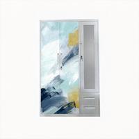 Armoire métallique moderne imprimée à 3 portes avec portes en verre et miroir, meuble pliable pour chambre et salon avec tiroirs