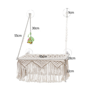 Amaca per Gatti <span class=keywords><strong>di</strong></span> Lusso in Pizzo, Sedia Sospesa Ecologica in Corda <span class=keywords><strong>di</strong></span> <span class=keywords><strong>Cotone</strong></span>, Nido Rettangolare con Ventose, Letto Classico in Tessuto - Product Image 2