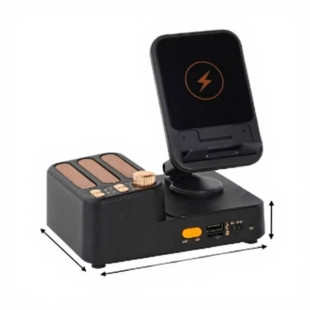 3-in-1Multifunctional Mobile Phone Holder - Wireless Charger + BT Speaker + 350° Rotation