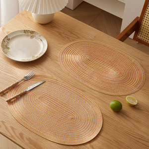 Oval <b>Placemat</b> Solid Color Non Slip Reusable For <b>Dining</b> <b>Table</b> Western Style - Product Image 3