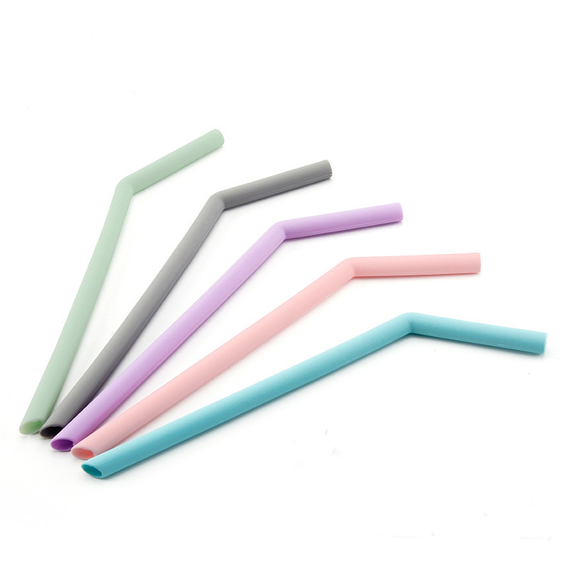 Colorful reusable foldable soft Bend silicone drinking straw