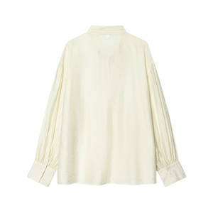 SHENZHU Femme Nouvelle Collection Printemps/Été 2026 Chemisiers en Soie Satinée Tendance et Élégants avec Nœud Papillon, Décontractés, Amples, à Manches Longues, Hauts Chics - Product Image 3