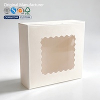 Caja Rígida Blanca Reciclable para Panadería con Ventana Transparente Ondulada, Logotipo Impreso Personalizado, Empaque para Galletas, Macarons, Pasteles y Postres Navideños