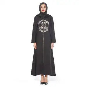 Gamis De Mode Musulmane Gaun Pesta Panjang Arab Elegan Gaun Muslim Saku Pakaian Sederhana
