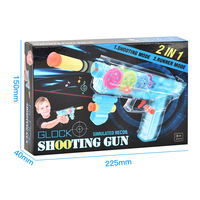 Hadiah Favorit Anak-Anak 2 in 1 Lampu Berkedip Suara EVA Soft Suction Dart Shooting Game Mainan Pistol Transparan