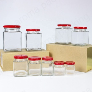 Hot Sale 60ml-<strong>600ml</strong> Clear Square <strong>Glass</strong> <strong>Jar</strong> for Hot Chili Sauce <strong>Jam</strong> Honey Candy Spice Use - Product Image 1