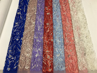 Séquence de dentelle perlée de haute qualité grosses perles paillettes tissu de dentelle de luxe dentelle française
