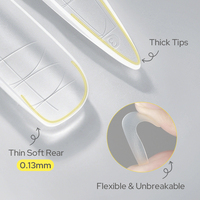 BORN PRETTY – 238 faux ongles préformés, longs, transparents, en acrylique, à presser, avec échelle graduée pour une mise en forme facile