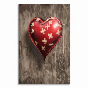 Impresión en Lienzo: Corazón Rojo Vendado en Estilo Arte Callejero, ARTE EN VIDRIO TEMPLADO - Product Image 2
