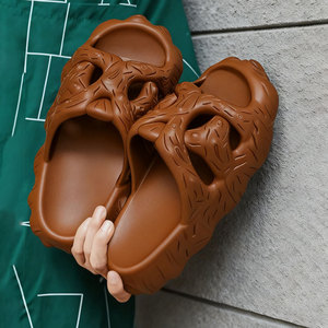 Pantuflas Inmpea para Mujer, de EVA, Color Marrón, Textura de Raíz de Árbol, Suela Gruesa, Chanclas de Verano para el Hogar - Product Image 2