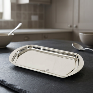 Stainless Steel Oval Serving <b>Tray</b> <b>Mirror</b> Finish Decorative Durable Eco-Friendly Multipurpose Food Platter for Snacks Desserts - Product Image 2