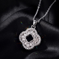 Collier SMON30 en argent sterling S925, trèfle à quatre feuilles creux, moissanite couleur D, moissanite VVS, bijou artisanal pour le cou