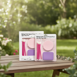Juego de Brochas y Esponjas de Maquillaje Cuadradas y Redondas, 12 Piezas en Bandeja - Product Image 2