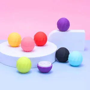 دائرة لطيف المعكرون كوكي تصميم الحلوى اللون مصغرة فارغة الشفاه علبة بلسم 7g البلاستيك الشفاه بلسم الكرة شفاه الحاويات