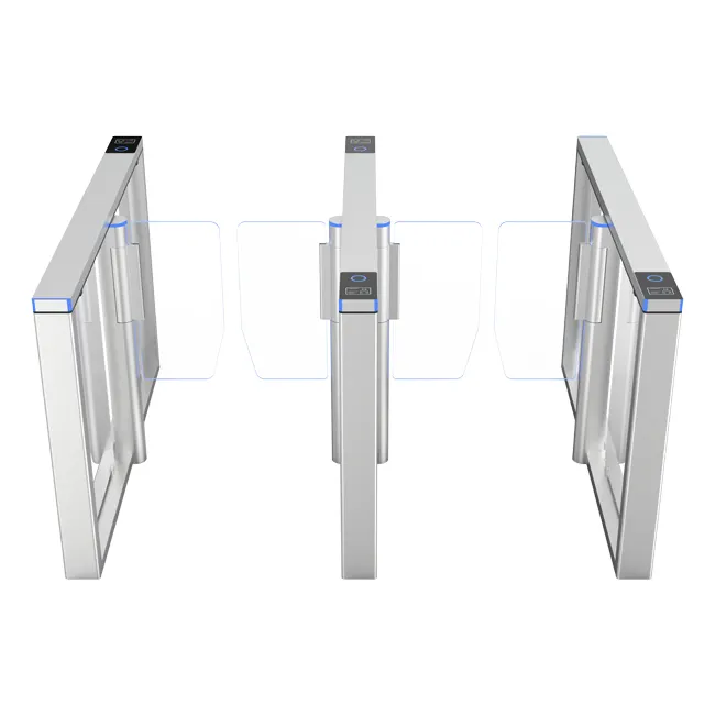 Tiga lampu ambiensi lewat berbeda aluminium Aloi Swing Turnstile kontrol akses pintu gerbang kecepatan tinggi otomatis