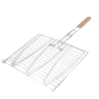 Panier à griller le poisson, panier de barbecue pliable et portable en acier inoxydable pour poisson, légumes, crevettes avec poignée amovible