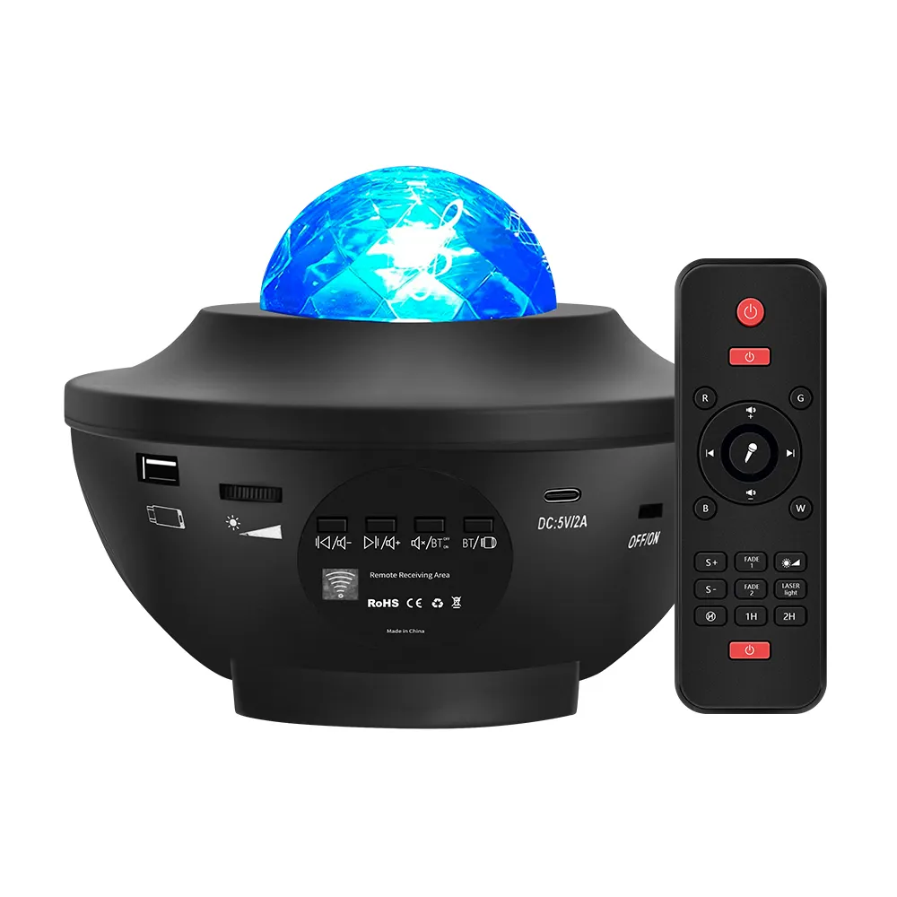 LED starry sky projection night light galaxy night light projector ocean wave projector with music bluetooth speaker remote cont