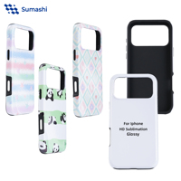 Coque de téléphone personnalisée par sublimation, PC+TPU 2-en-1, impression 3D brillante, faible MOQ pour iPhone 17 Pro Max Samsung S25
