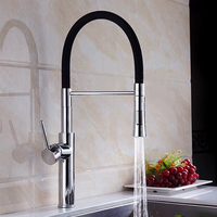 Robinet de cuisine à tirette à poignée unique avec valve en céramique à col flexible Installation à un trou en laiton noir moderne Style classique