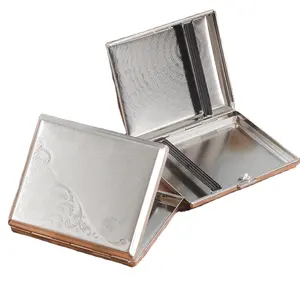 Roken Accessoires Herbruikbare Zilveren Kleur Vierkante 18 Stuks Sigaretten Case Draagbare Metalen Sigaret Doos Met Elastische Band