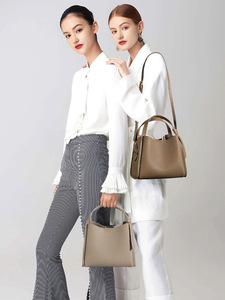 A-103 grande capacité panier de nourriture Polyester mode haut de gamme fermeture éclair peau de vache en cuir véritable femmes sac à bandoulière - Product Image 3