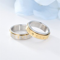 Bague en acier inoxydable bicolore gravée, polie, minimaliste, unisexe, en stock, vente en gros, bijoux de mode