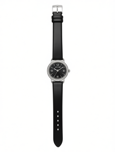 Montre d'infirmière HYF, boîtier en acier inoxydable de 32 mm, bracelet en cuir noir, mouvement à quartz, résistante à l'eau, design tendance - Product Image 1
