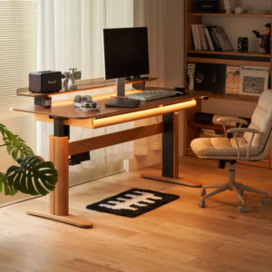 Mesa de estudio de media Casa, escritorio de Pie ajustable en altura inteligente de lujo moderno, mesa para ordenador portátil, muebles de oficina industriales de madera - Product Image 1