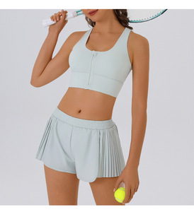 Shorts Deportivos 2 en 1 para Mujer, Cintura Elástica, Pliegues Laterales, Secado Rápido, Anti-Transparencia, Bolsillo Lateral Integrado, Shorts de Yoga - Product Image 4