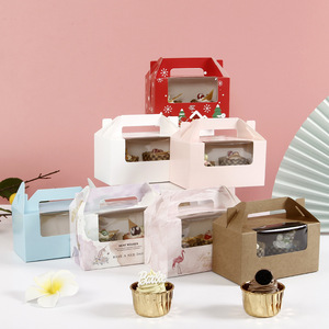 Cupcake bánh mì tráng miệng đóng gói giấy Hộp Quà Tặng thực phẩm các tông gói thực phẩm hộp bánh với cửa sổ tùy chỉnh giá rẻ thư mục dùng một lần - Product Image 4