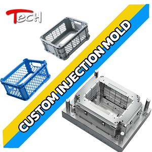 TECHMOULD Moule de caisse de fruits en plastique moulé par injection Moule de boîte de logistique de chiffre d'affaires Conception en forme de petit panier - Product Image 1
