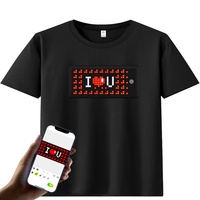 Camiseta LED con control por aplicación, iluminación desplazable, mensajes personalizables, camiseta brillante y llamativa con LED para fiestas, conciertos y DJ.