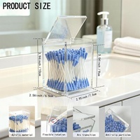 Boîte de rangement transparente et durable en acrylique étanche pour coton-tiges, cotons hydrophobes et tampons, organisateur de cosmétiques pour salon