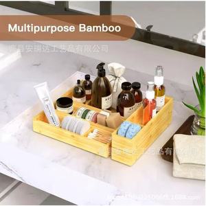 Wooden Office Organizer <b>Storage</b> <b>Tray</b> Rectangle 4-7 Compartments Multifunctional Desk Stationery Holder - Product Image 2