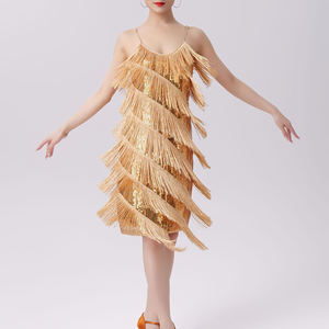 Vestido de Fiesta con Flecos para Mujer, Vestidos de Baile <span class=keywords><strong>Latino</strong></span> sin Mangas, Vestidos con Lentejuelas Sexys con Flecos - Product Image 2