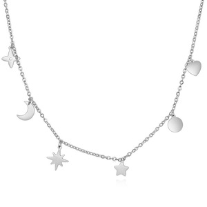 ชุบทองผู้หญิงเครื่องประดับสแตนเลสดวงจันทร์และดวงอาทิตย์วางสร้อยคอ - Product Image 3