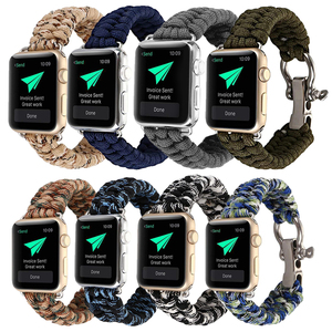 Correa de Paracord para exteriores para <span class=keywords><strong>Apple</strong></span> <span class=keywords><strong>Watch</strong></span>, banda de 38mm, 42mm, 40mm, 44mm, cuerda de nailon tejida para iWatch Series 5 4 3 2 - Product Image 6