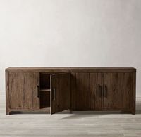Meuble TV réglable en bois massif américain, style traditionnel antique, pour salon, petit appartement, armoire de sol à quatre portes, meuble d'appoint de salle à manger