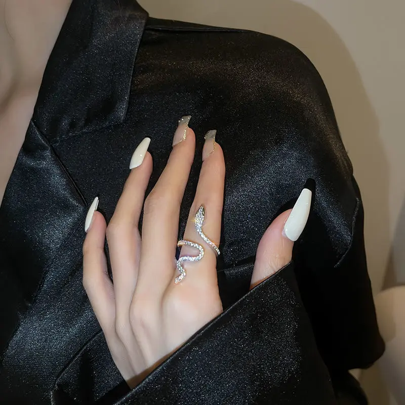 Zoocing perhiasan halus desain indah ornamen tangan cincin unik Serpentine bertatahkan Zircon mewah