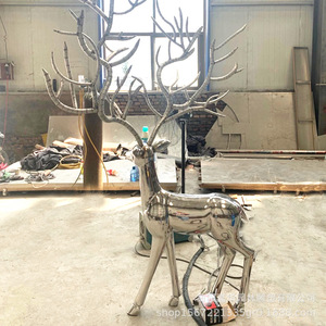 Stainless Steel Deer Sculpture Mirror Finish Outdoor Garden Ornament Freestanding Animal Shape JH-0926 - Product Image 4