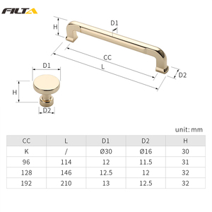 Tiradores de aleación de Zinc para muebles de estilo moderno, tiradores de latón cepillado para vestidor - Product Image 3